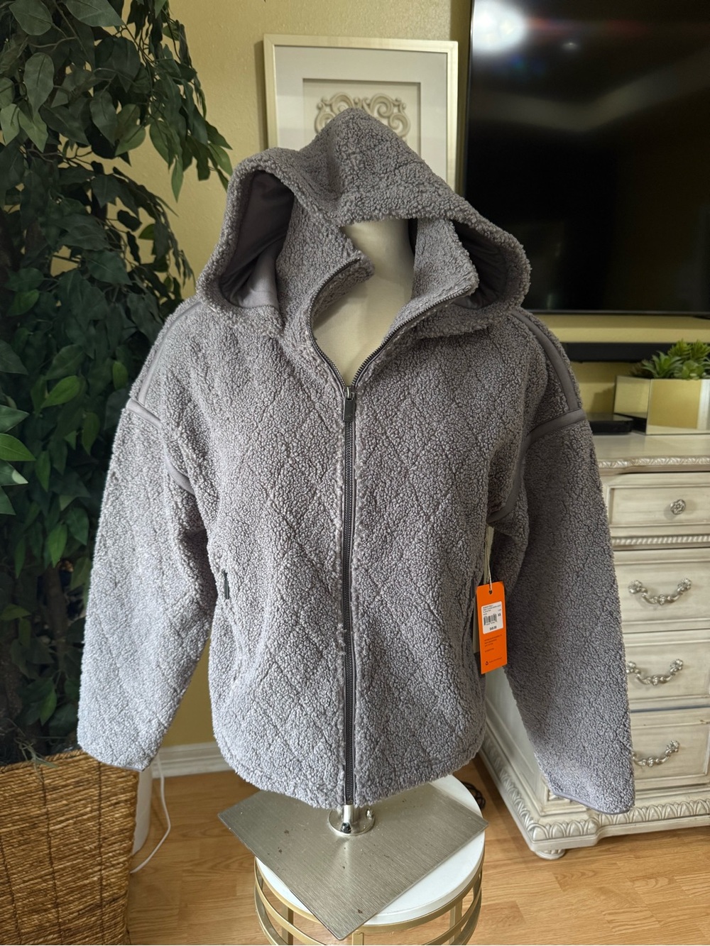 Freely Irene Sherpa Hooded Jacket Plum Kitten XS NWT